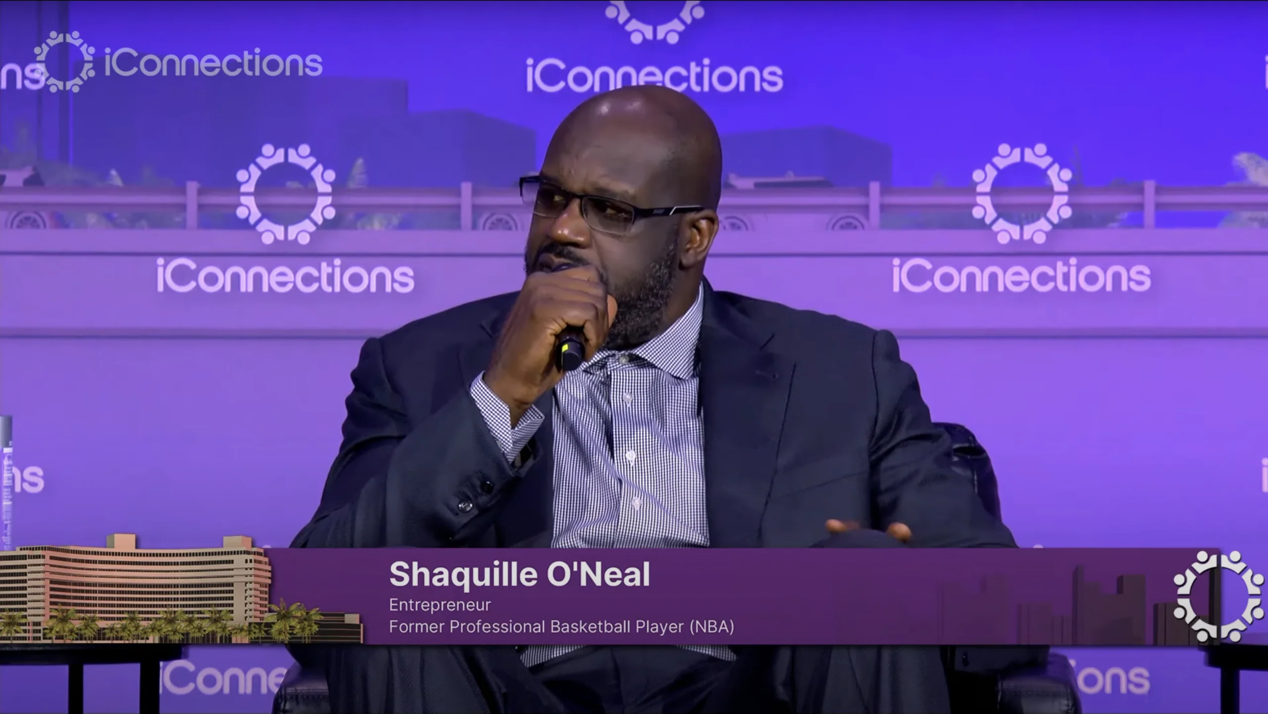 Shaquille O'Neal speaking at Global Alts Miami